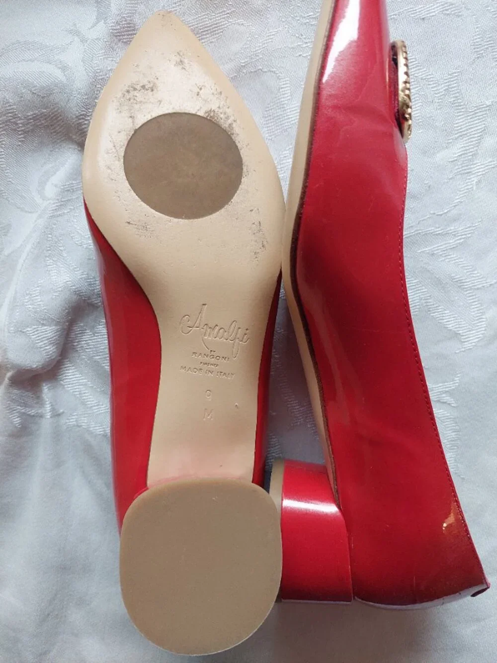 Amalfi By Rangoni Women's 9 PILLOW FEEL red patent leather ballet flats Italy - Picture 8 of 9